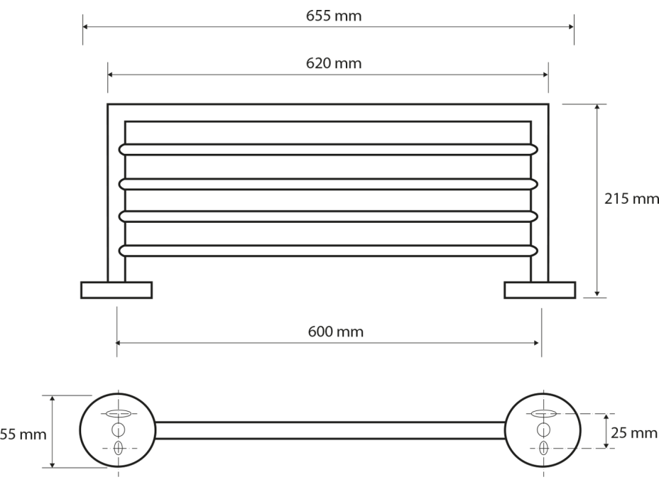 Sapho X-ROUND polička na uteráky 600mm, chróm XR413