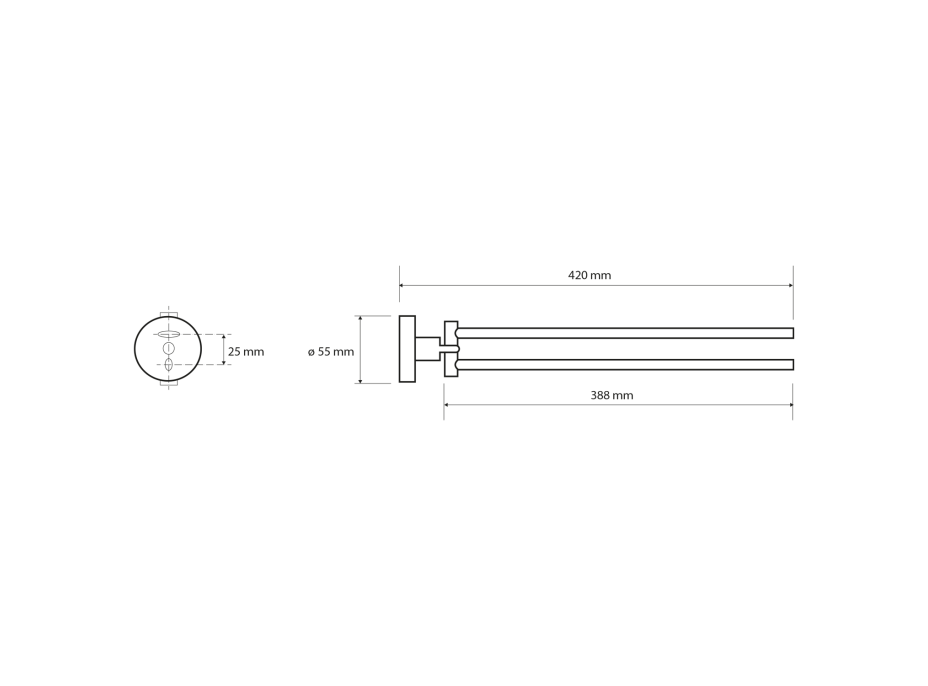 Sapho X-ROUND dvojitý držiak uterákov otočný 420mm, chróm XR405