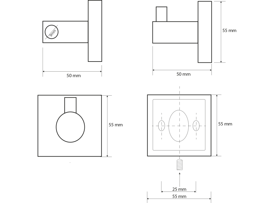 Sapho X-SQUARE háčik, chróm XQ203