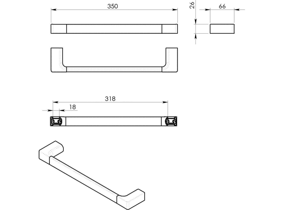 Gedy PIRENEI držiak uterákov 350x66mm, zlato PI213587