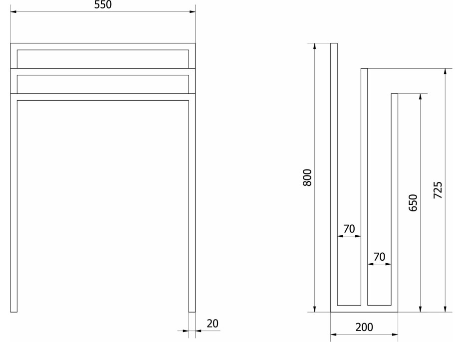 Sapho SKA stojan na uteráky 550x800x200mm, čierna mat SKA303