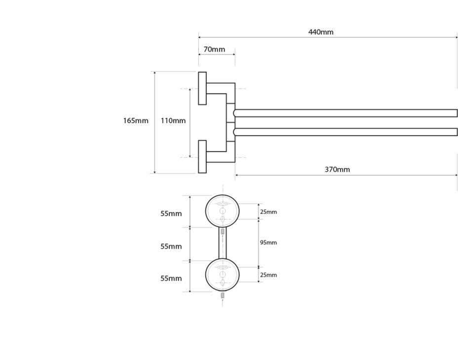 Sapho X-STEEL dvojitý držiak uterákov otočný 370mm, nerez mat XS405