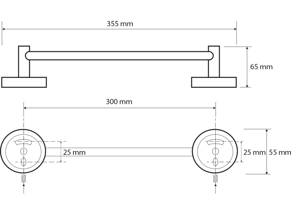 Sapho X-ROUND E držiak uterákov 300x65mm, chróm XR406