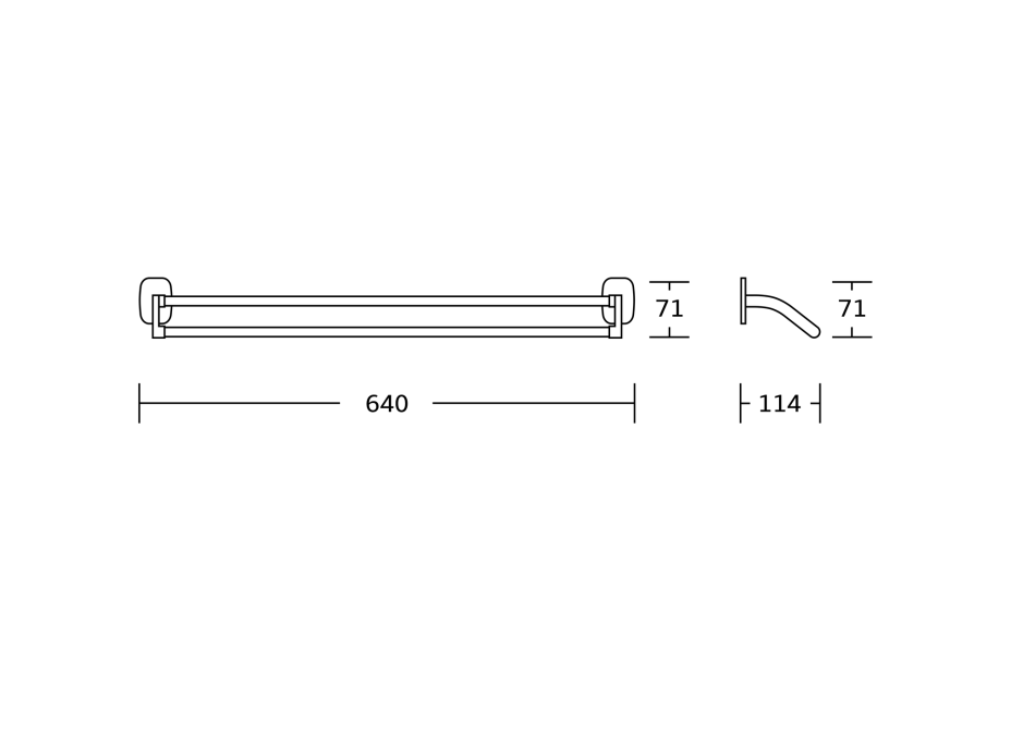 Aqualine RUMBA dvojitý držiak uterákov 600x114mm, chróm RB111