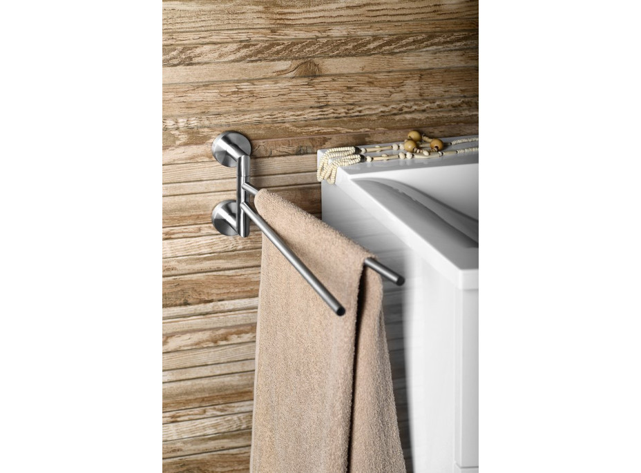 Sapho X-STEEL dvojitý držiak uterákov otočný 370mm, nerez mat XS405