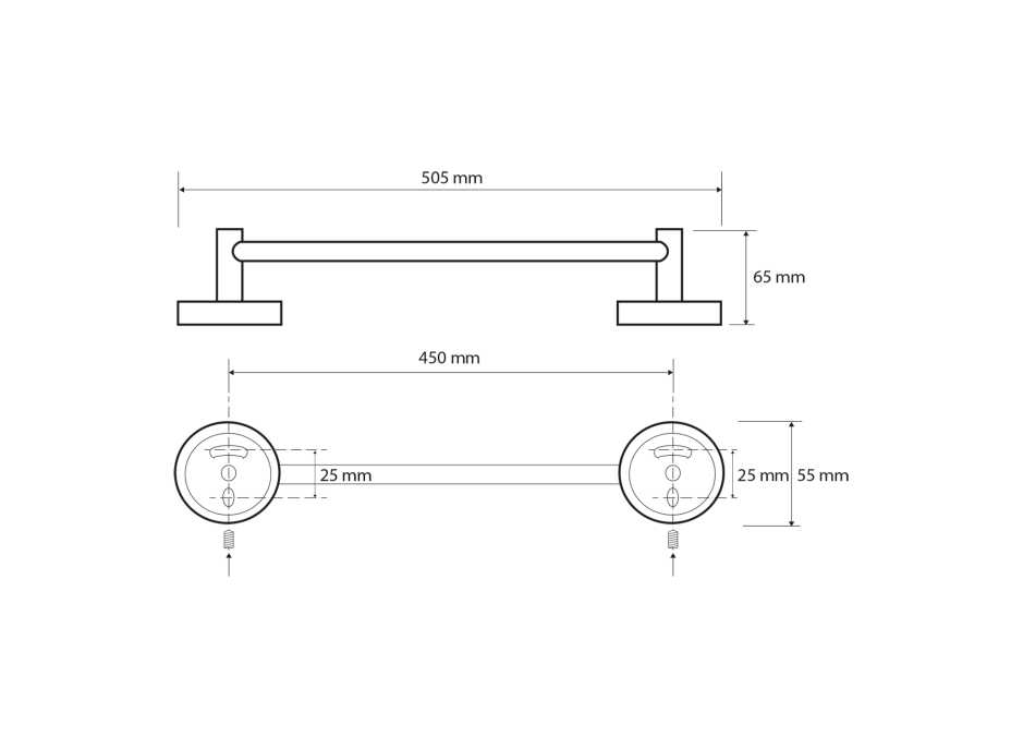 Sapho X-ROUND E držiak uterákov 450x65mm, chróm XR408