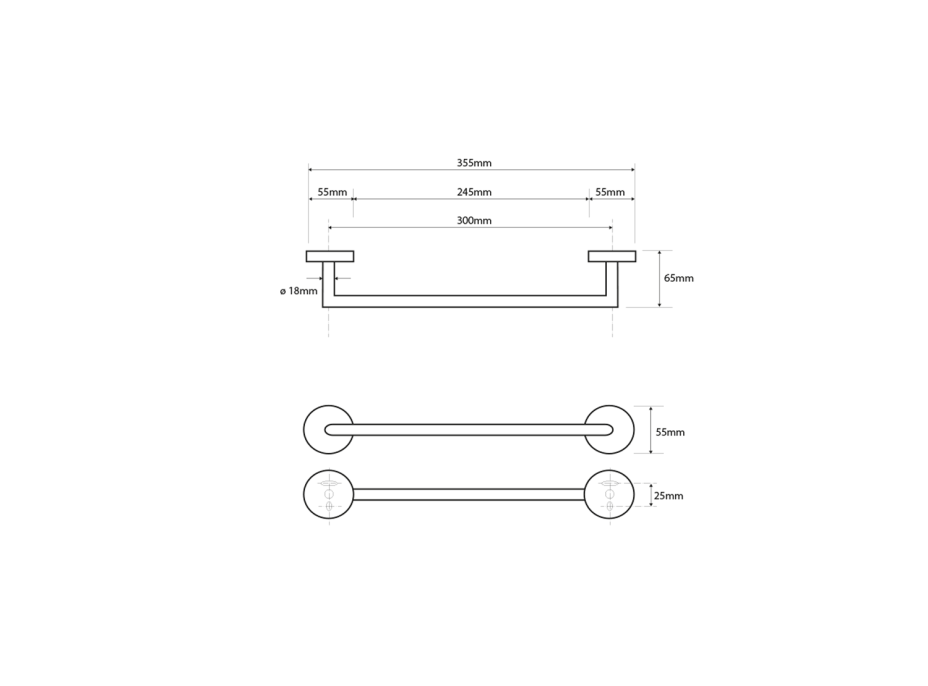 Sapho X-ROUND držiak uterákov 300x65mm, chróm XR400