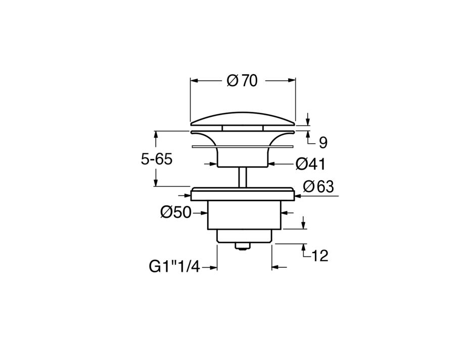 GSI GSI umývadlová výpusť 5/4“, neuzatvárateľná, hr.5-65 mm, keramická krytka, creta mat PVC08