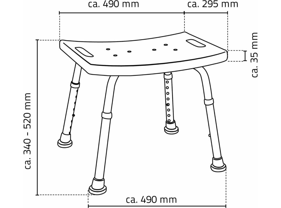 Ridder HANDICAP stolička, nastaviteľná výška, biela A00601101