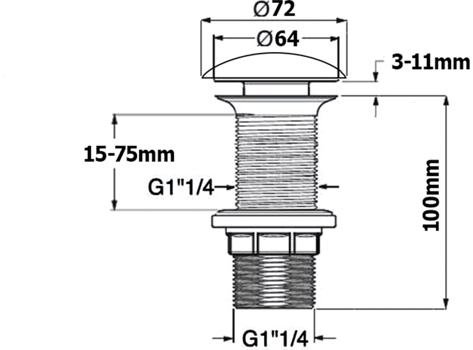 Isvea Umývadlová výpusť 5/4“, click-clack, keramická zátka, hr.20-70mm, ivory 38TP0165I