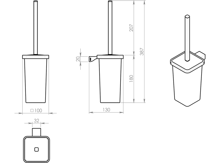 Gedy GLAMOUR WC kefa závesná, mliečne sklo, chróm 573303