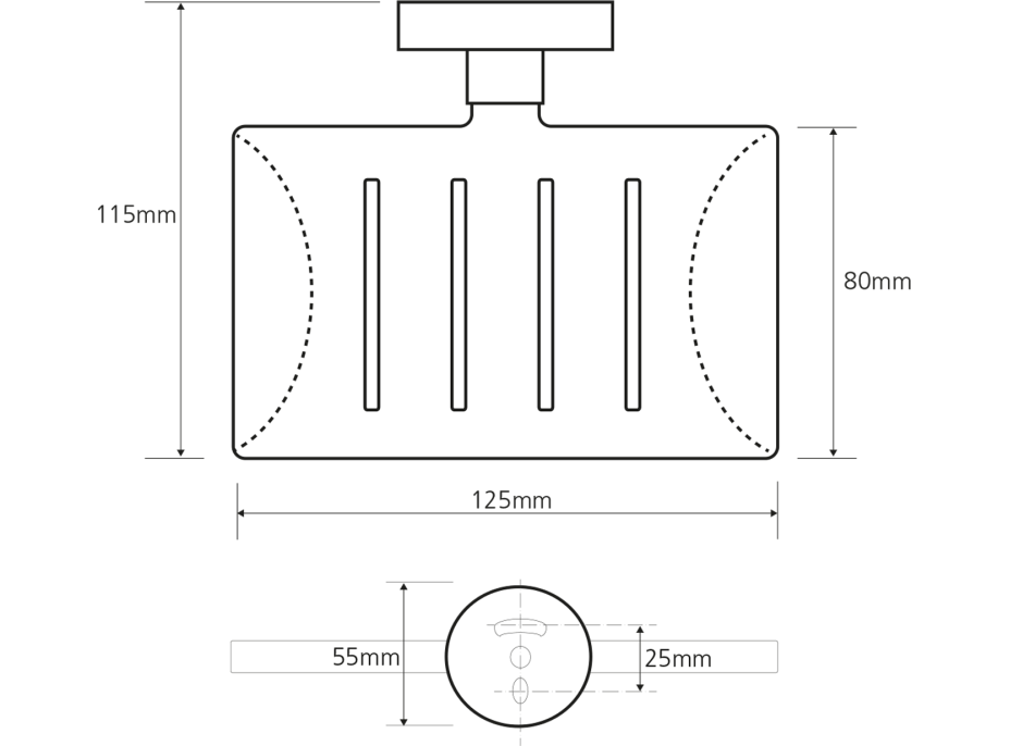 Sapho X-ROUND mydlenka obdĺžniková s otvormi, chróm XR804