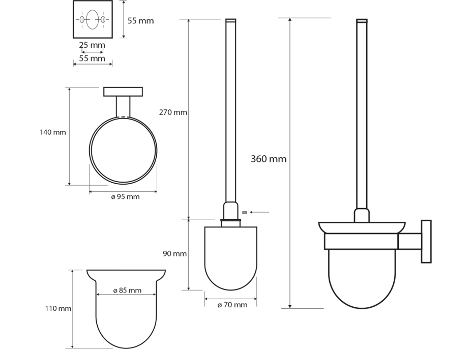 Sapho X-SQUARE WC kefa závesná, mliečne sklo, chróm XQ301