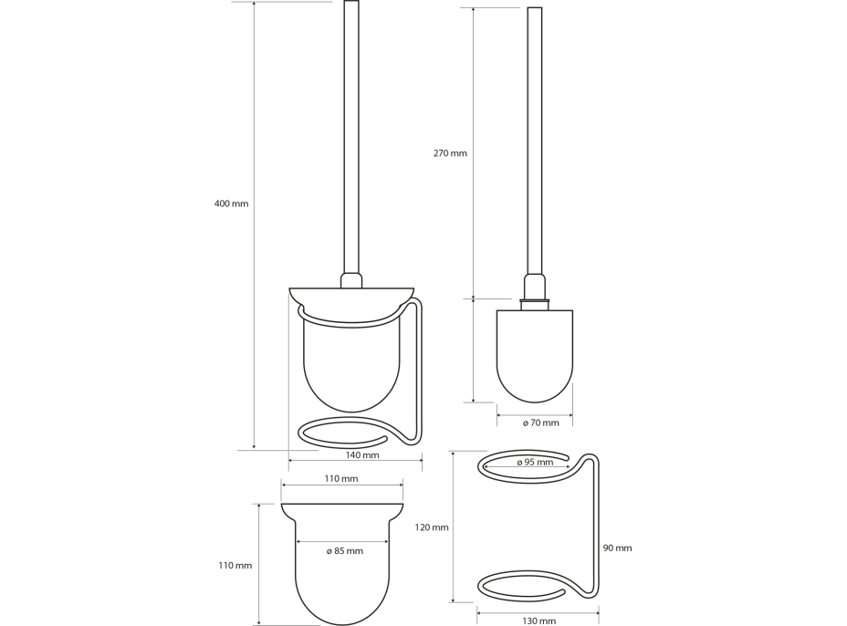 Sapho X-ROUND E WC kefa na postavenie, mliečne sklo, chróm XR302