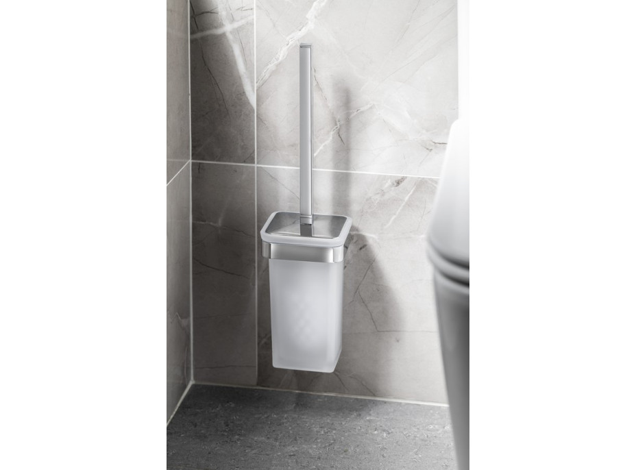 Gedy SAMOA WC kefa závesná, mliečne sklo, chróm A83313