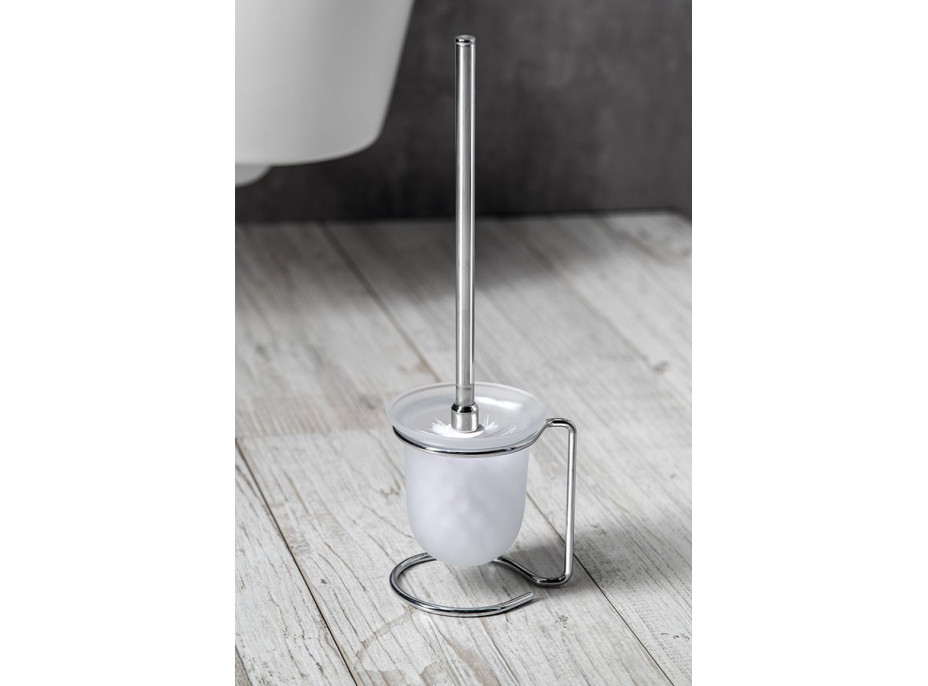Sapho X-ROUND E WC kefa na postavenie, mliečne sklo, chróm XR302