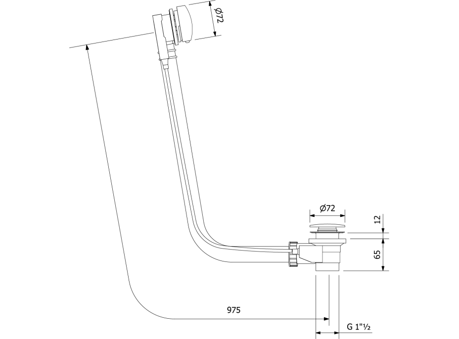 Polysan Vaňová súprava s bovdenom, dĺžka 975mm, zátka 72mm, zlato 71682G