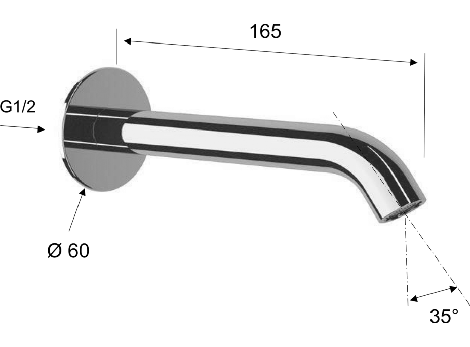 Sapho Nástenná výtoková hubica, guľatá, 165mm, čierna mat BO515