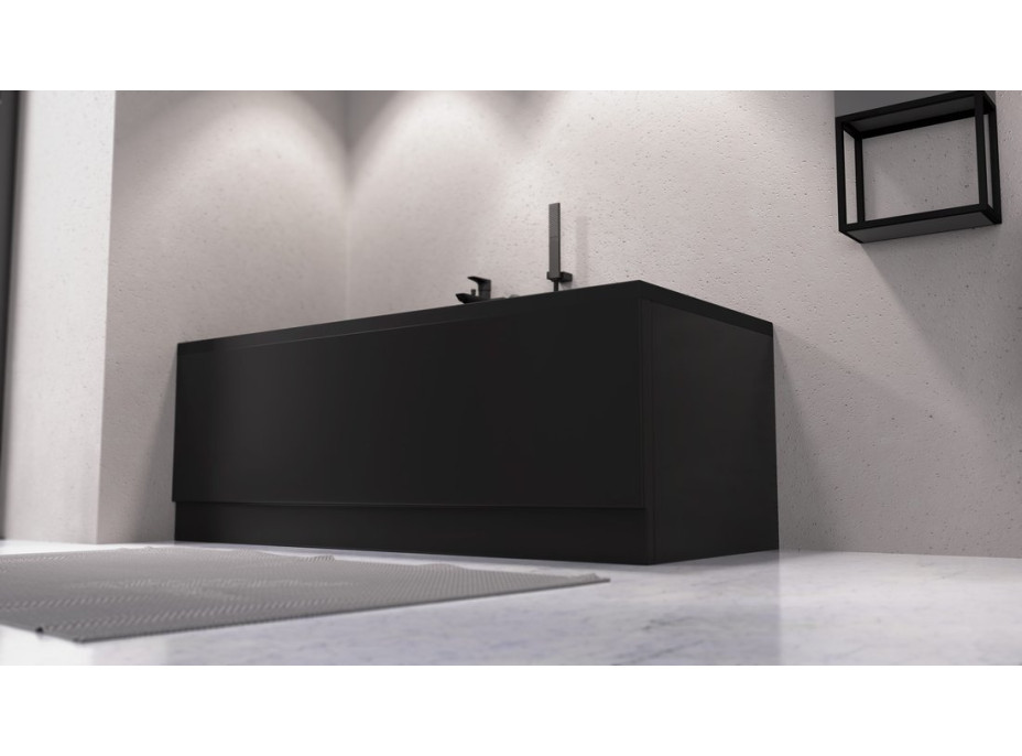 Polysan PLAIN panel čelný 160x59cm, čierna mat, ľavý 72606.21