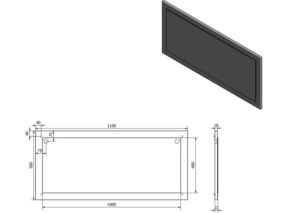 Sapho TREOS zrkadlo v ráme 1100x500mm, dub Polar TS100-1010