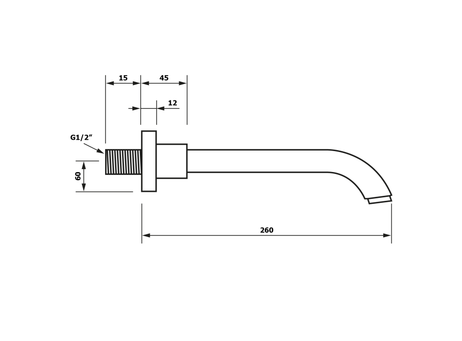 Sapho Nástenná výtoková hubica, 260mm, chróm CR260CRO