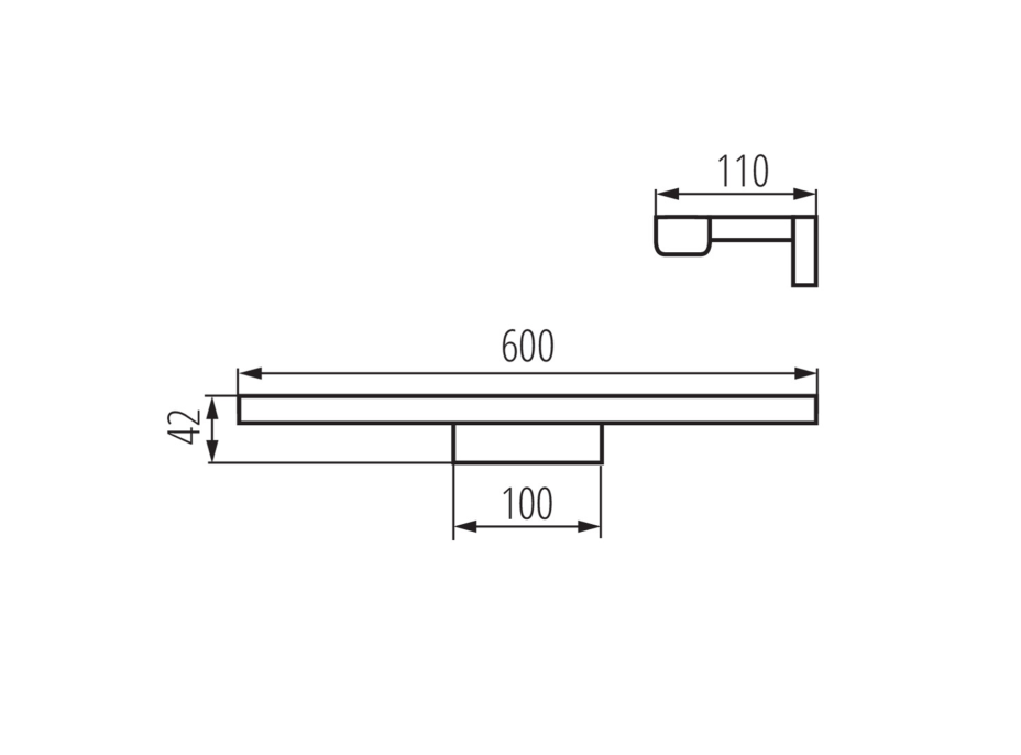 KANLUX ASTEN LED svietidlo 12W, 600x42x110mm, čierna mat 26684
