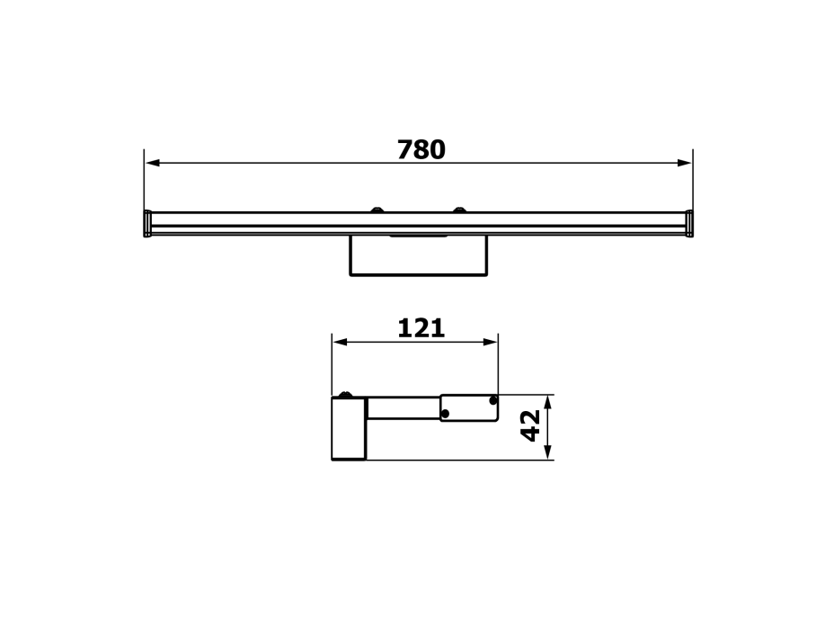 Sapho CHICAGO MAX LED svietidlo, 780x120x40mm, 15W, 230V, plast, čierna mat AU473