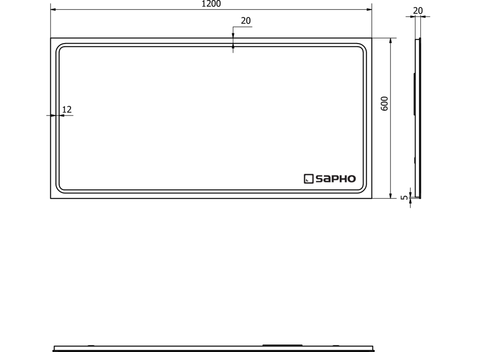 Sapho GEMINI zrkadlo s LED osvetlením 1200x600mm GM120