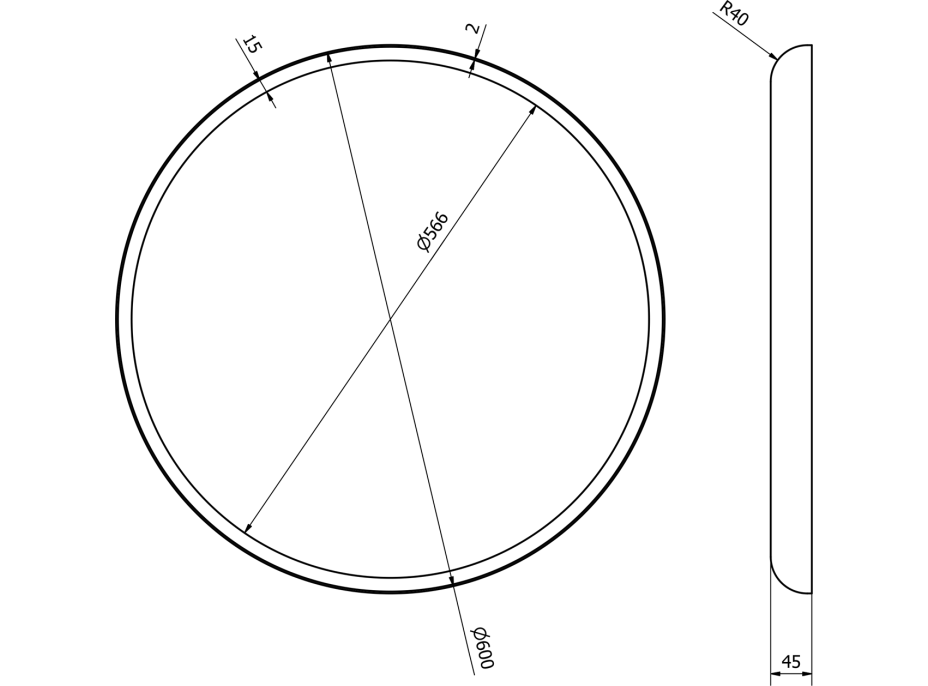 Sapho FLOAT okrúhle zrkadlo s LED podsvietením ø 600mm, biela 22559