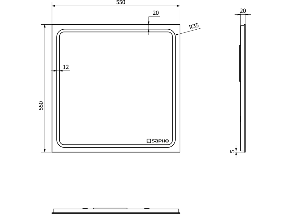 Sapho GEMINI zrkadlo s LED osvetlením 550x550mm GM055