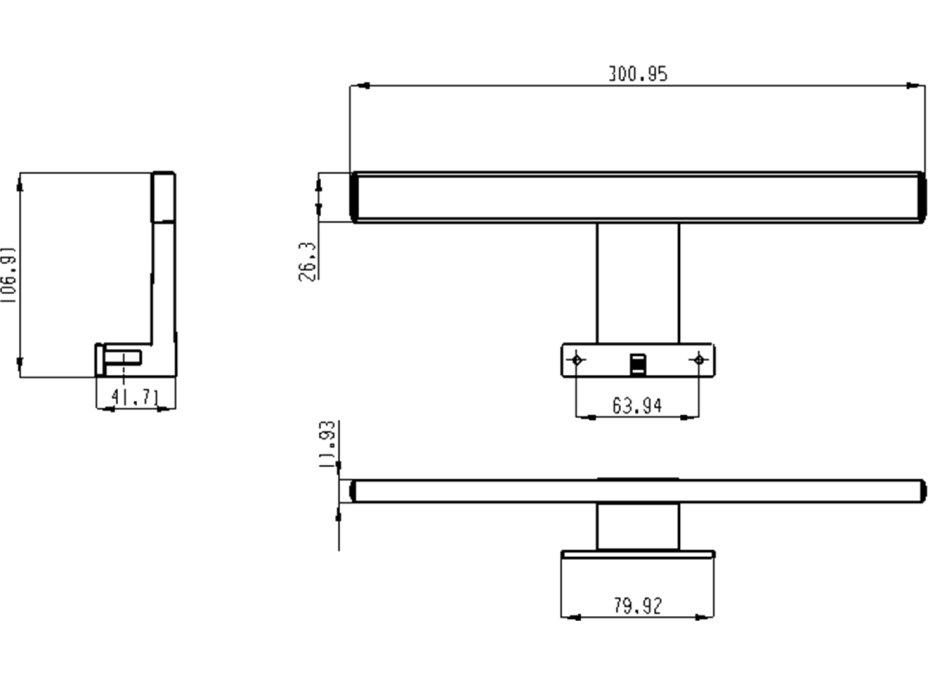 Aqualine SERAPA LED svietidlo 5W, 230V, 300x40x100mm, plast, chróm SA147