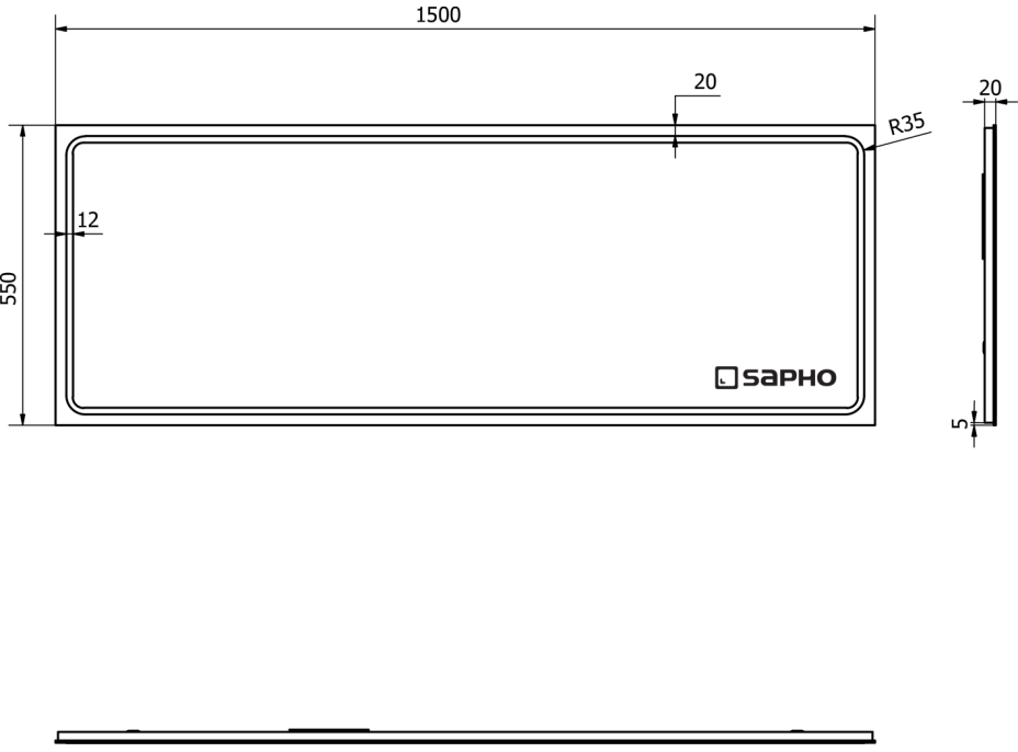 Sapho GEMINI zrkadlo s LED osvetlením 1500x550mm GM150