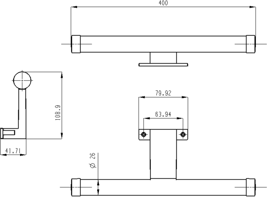 Aqualine KRONAS LED svietidlo, 6W, 230V, 400x40x100mm, plast, chróm KA400