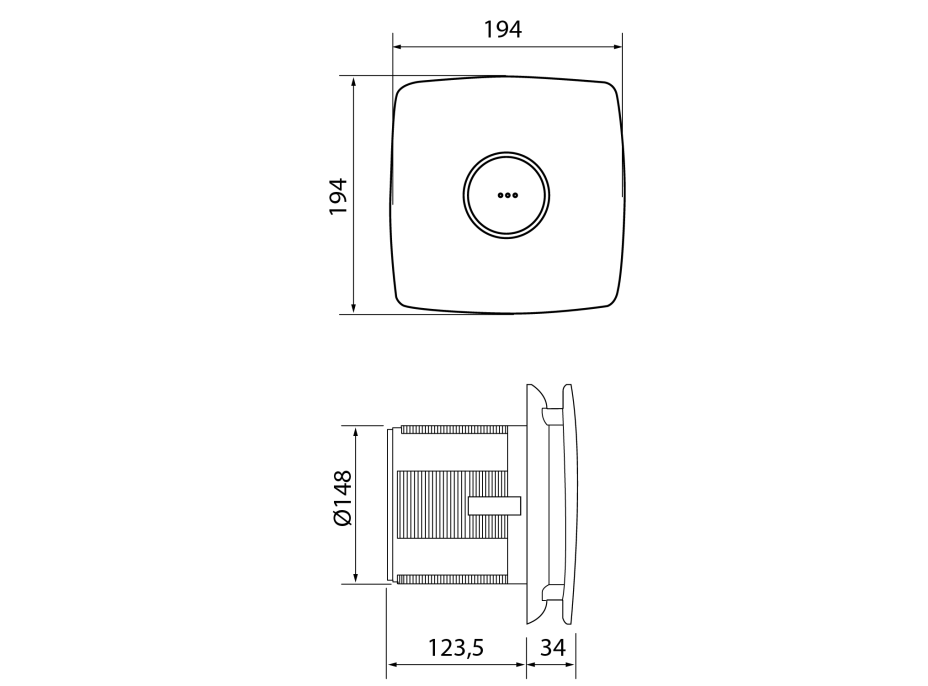 Cata X-MART 15 kúpeľňový ventilátor axiálny, 25W, potrubie 150mm, nerez mat 01060000