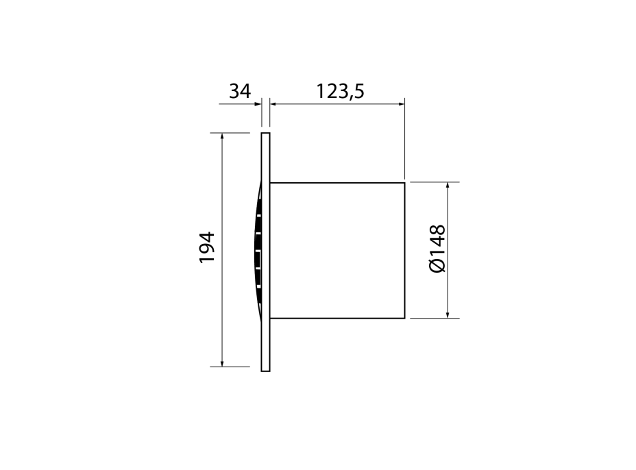 Cata B-15 PLUS T kúpeľňový ventilátor s časovačom, 25W, potrubie 150mm, biela 00983100