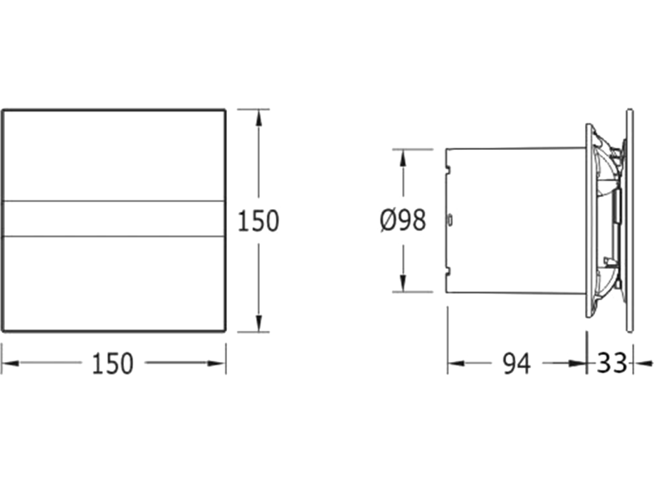 Cata E-100 GSTH kúpeľňový ventilátor axiálny s automatom, 4W/8W, potrubie 100mm, striebor 00900600