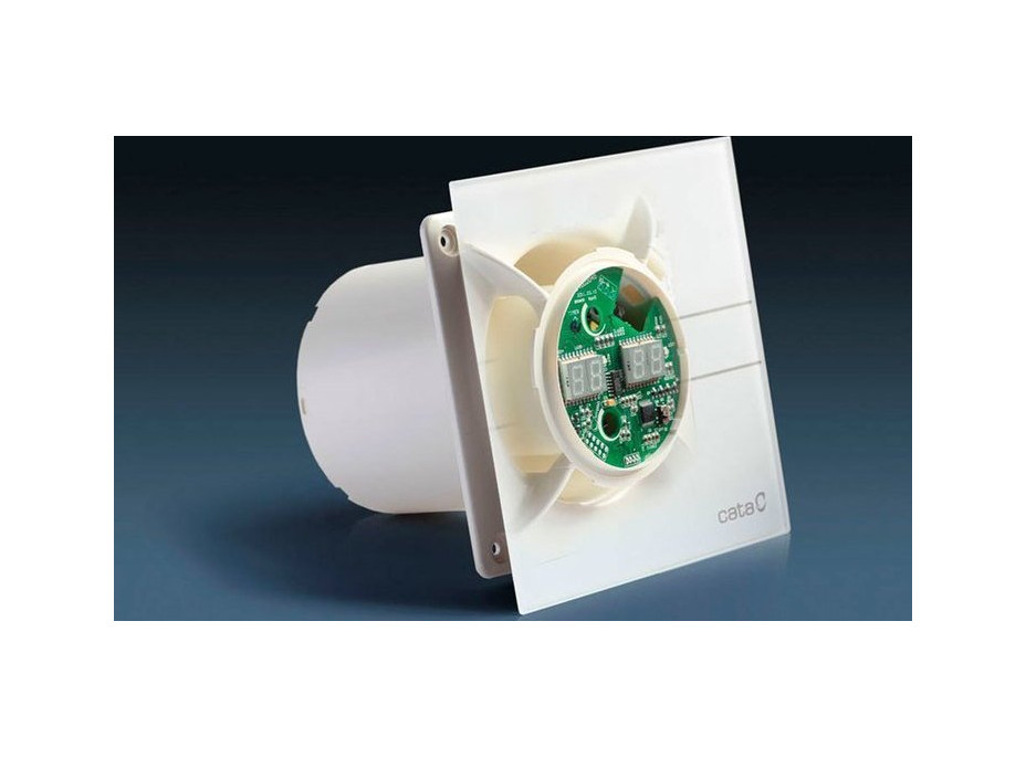 Cata E-100 GSTH kúpeľňový ventilátor axiálny s automatom, 4W/8W, potrubie 100mm, striebor 00900600