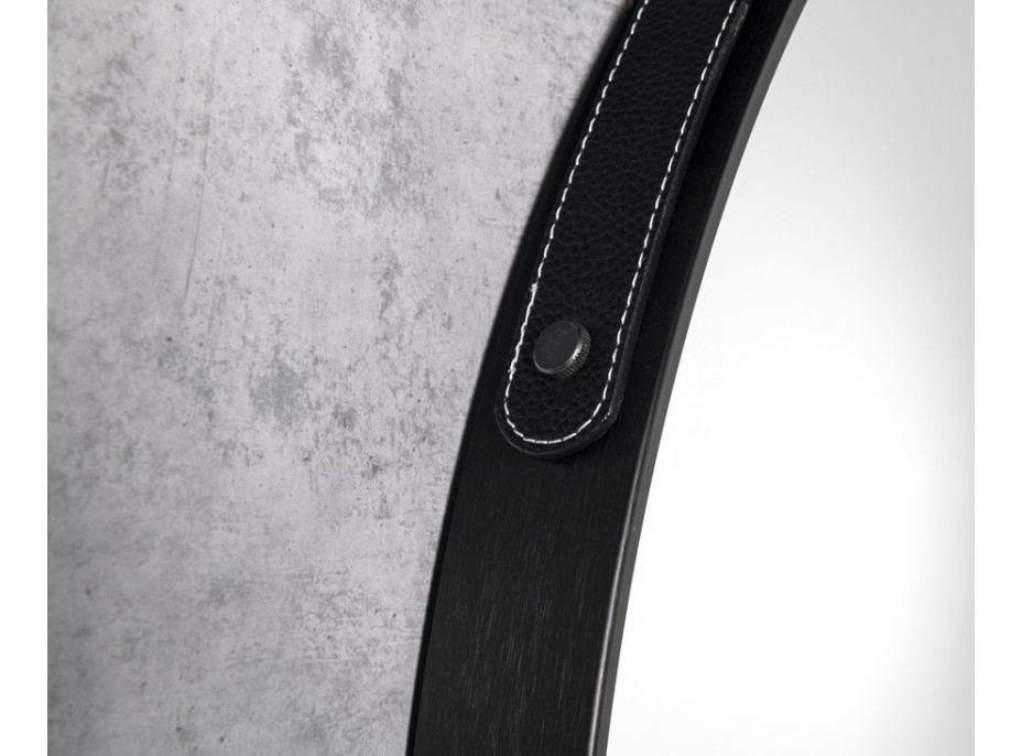 Aqualine STAGO okrúhle zrkadlo ø 60cm, kožený opasok, čierna mat SG065