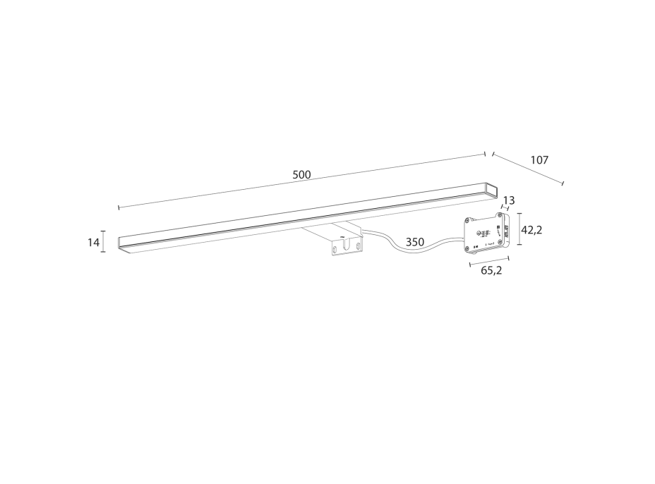 Sapho ESTHER 2 LED svietidlo, 8 W, 500x14x107 mm, čierna E27586CI