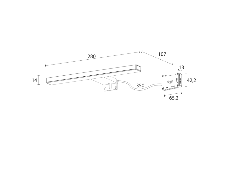 Sapho ESTHER 2 LED svietidlo, 6 W, 280x14x107 mm, čierna E27679CI