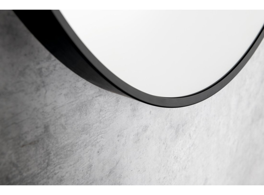 Aqualine STAGO okrúhle zrkadlo ø 60cm, kožený opasok, čierna mat SG065