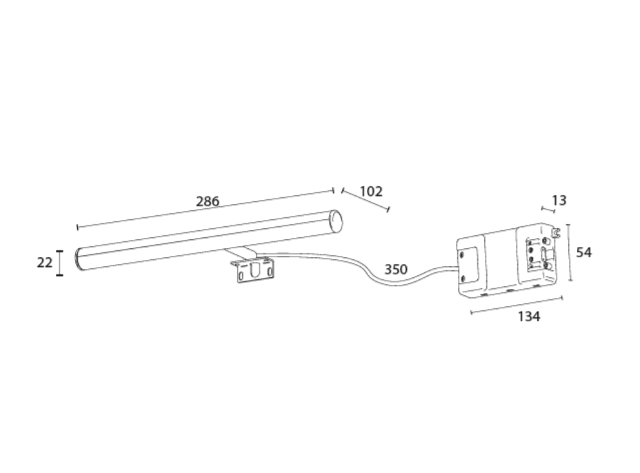 Sapho IRENE LED svietidlo, 6 W, 286x100x25mm, chróm 25861CI