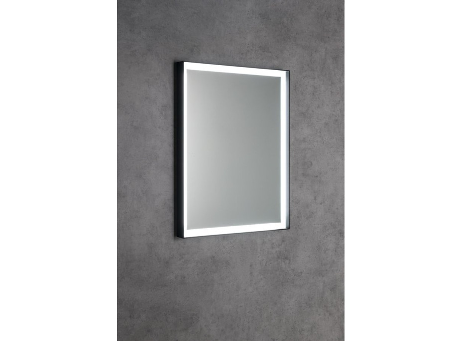 Sapho SORT zrkadlo s LED osvetlením 60x80cm, senzor, 2700-6500K, čierna mat ST080S