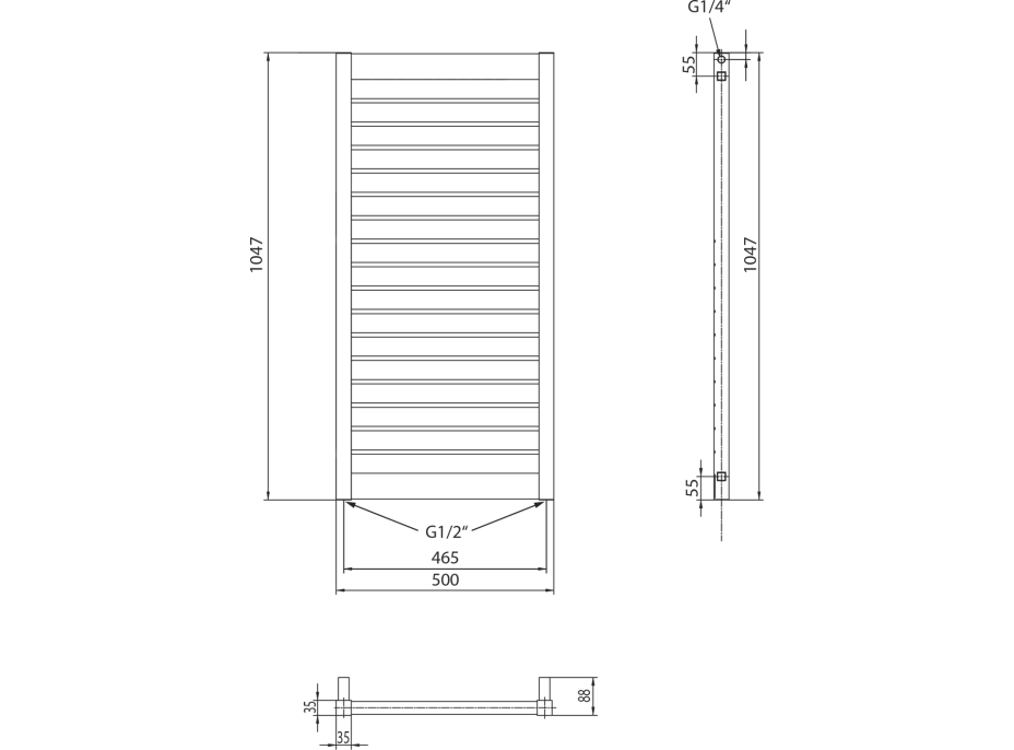 Sapho MATEO vykurovacie teleso 500x1047mm, biela MO501