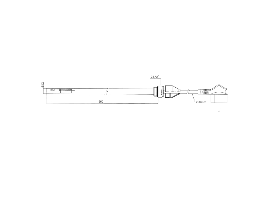 Aqualine Elektrická vykurovacia tyč bez termostatu, krútený kábel, 700 W LT90701K