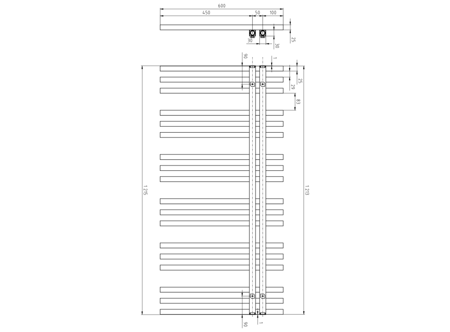 Sapho SOPHINA vykurovacie teleso 600x1215 mm, biela mat IR701W