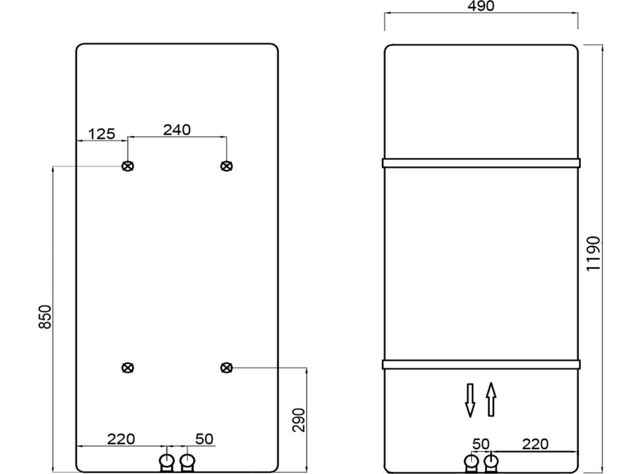 Sapho TABELLA vykurovacie teleso 490x1190 mm, biela mat MI1149