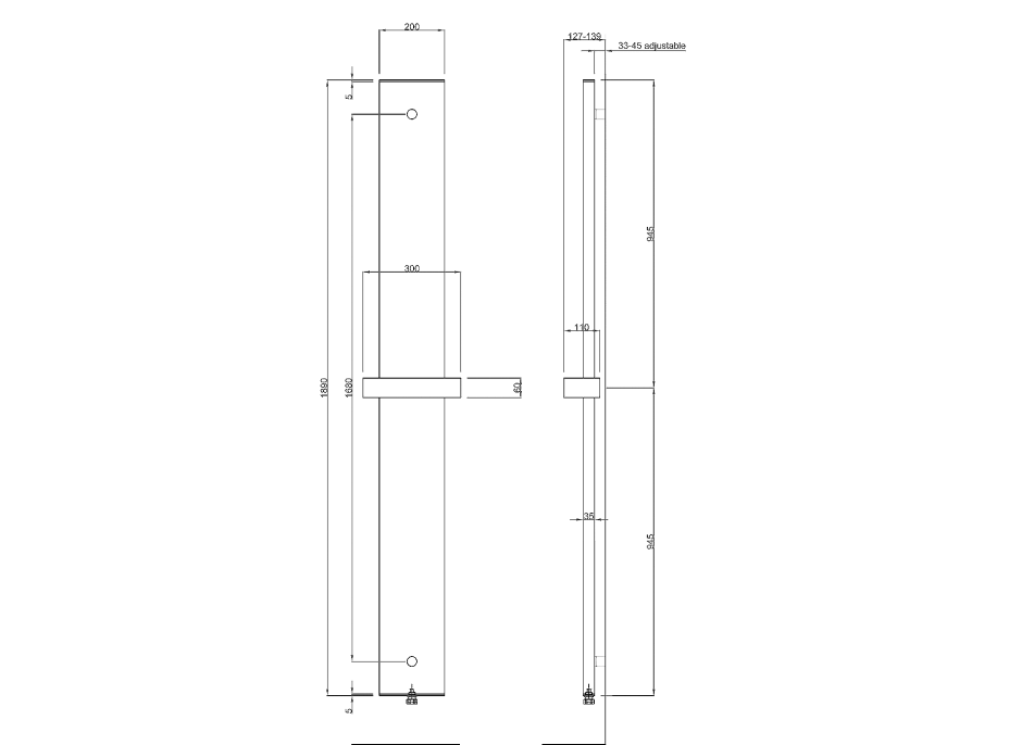 Ridea OTHELLO MONO SLIM hliníkové vykurovacie teleso 300x1890mm, čierna mat 2301189030SN