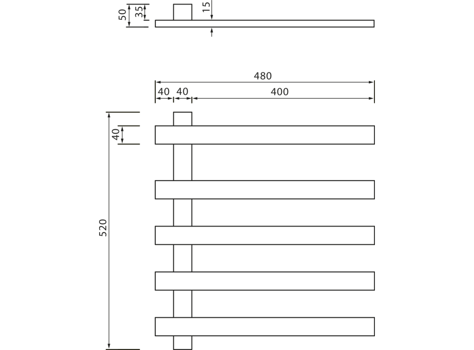 Sapho ELCOR elektrický sušiak uterákov 480x520x50 mm, 63 W, biela mat EB520