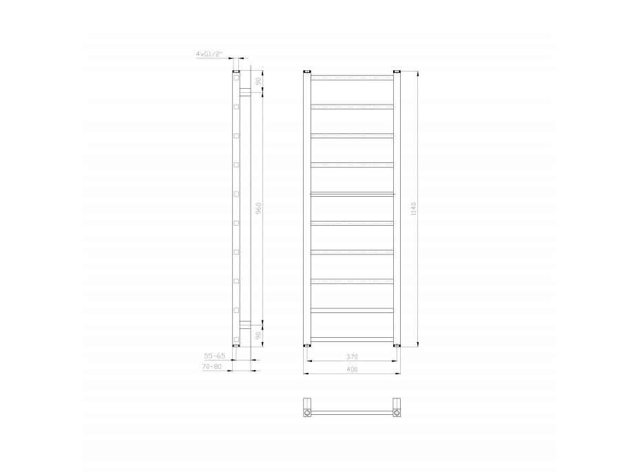 Sapho METRO LIGHT vykurovacie teleso 400x1140 mm, biela IR445T